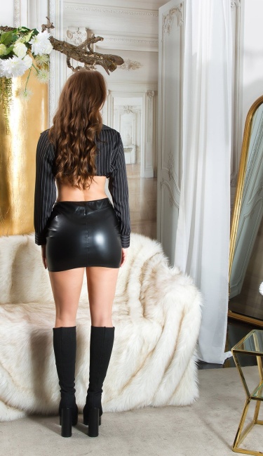 leatherlook skirt with zip Black